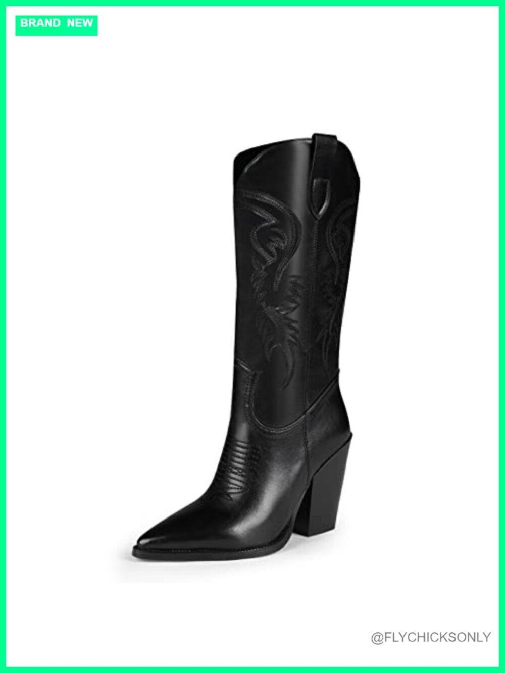 Women's Embroidered Cowboy Boots, Pointed Toe Chunky Heel Western Boots, Faux